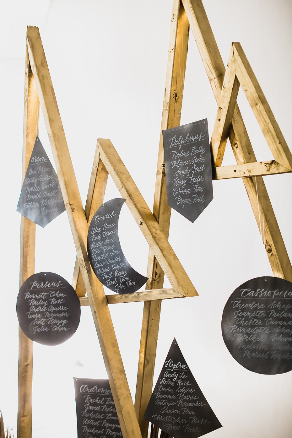 modern hanging seating assignment display