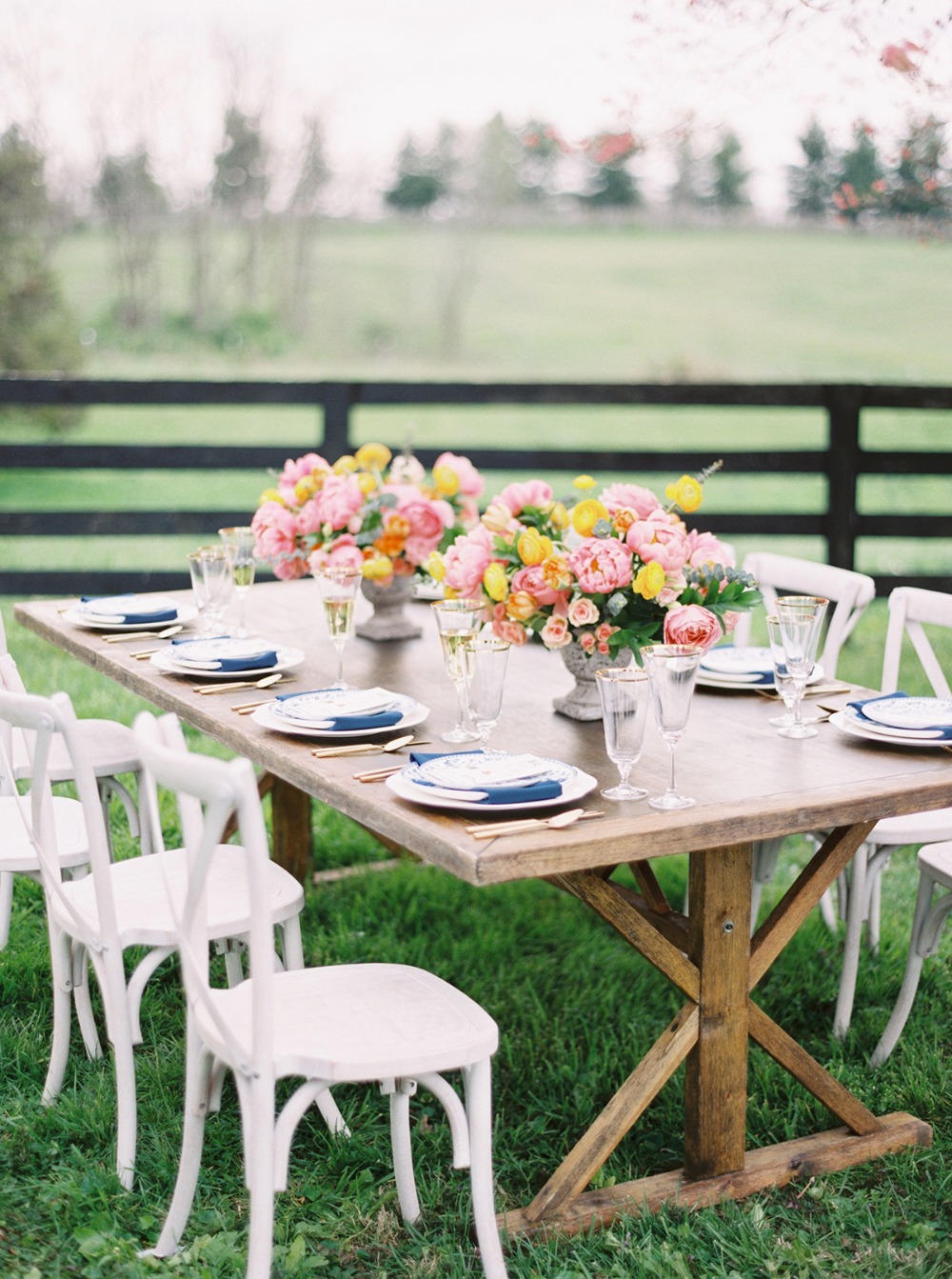 rustic chic spring wedding table