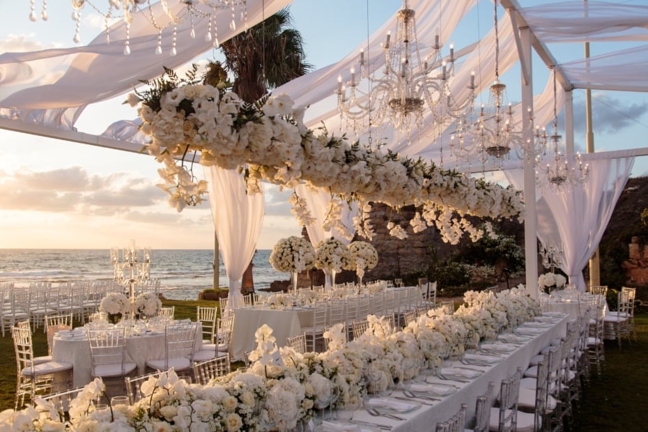 Tel Aviv All-White Wedding Reception in Caesarea Planned by BE Group TLV