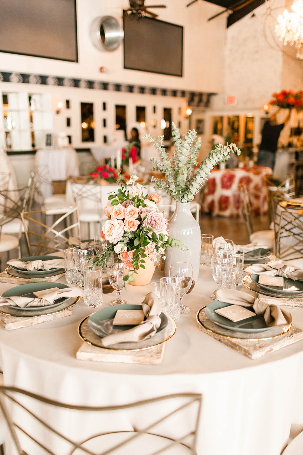romantic neutral toned wedding table