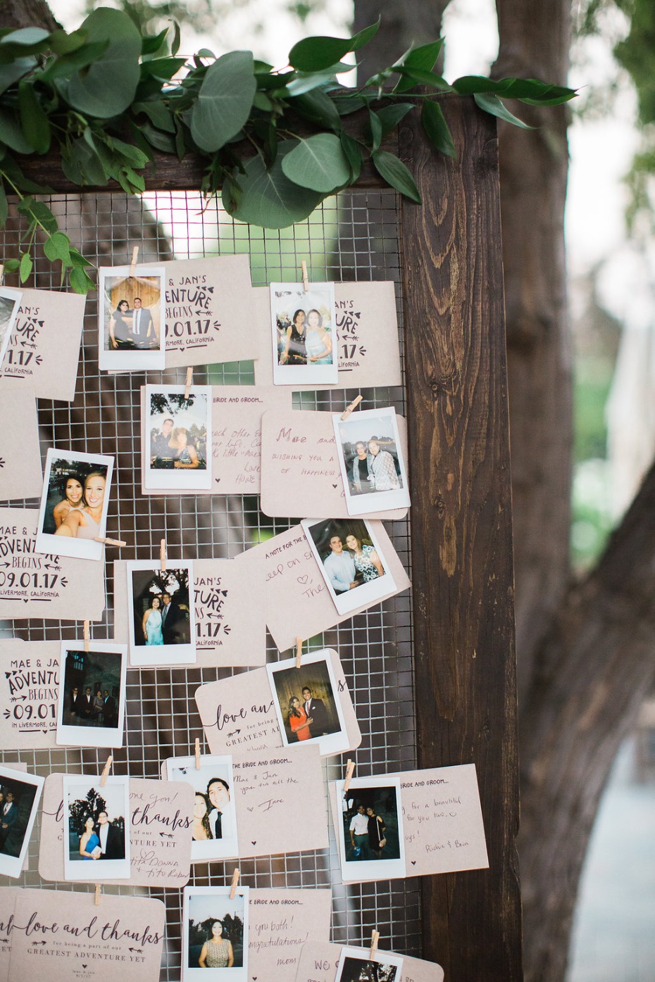 Polaroid guest book with notes