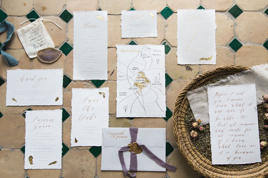 hand drawn gold wedding invitations