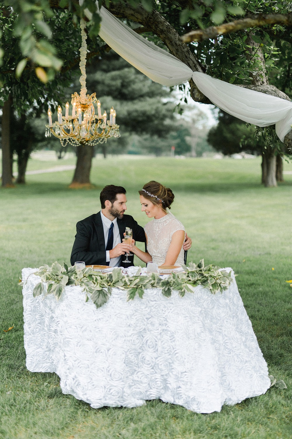 romantic outdoor sweetheart table