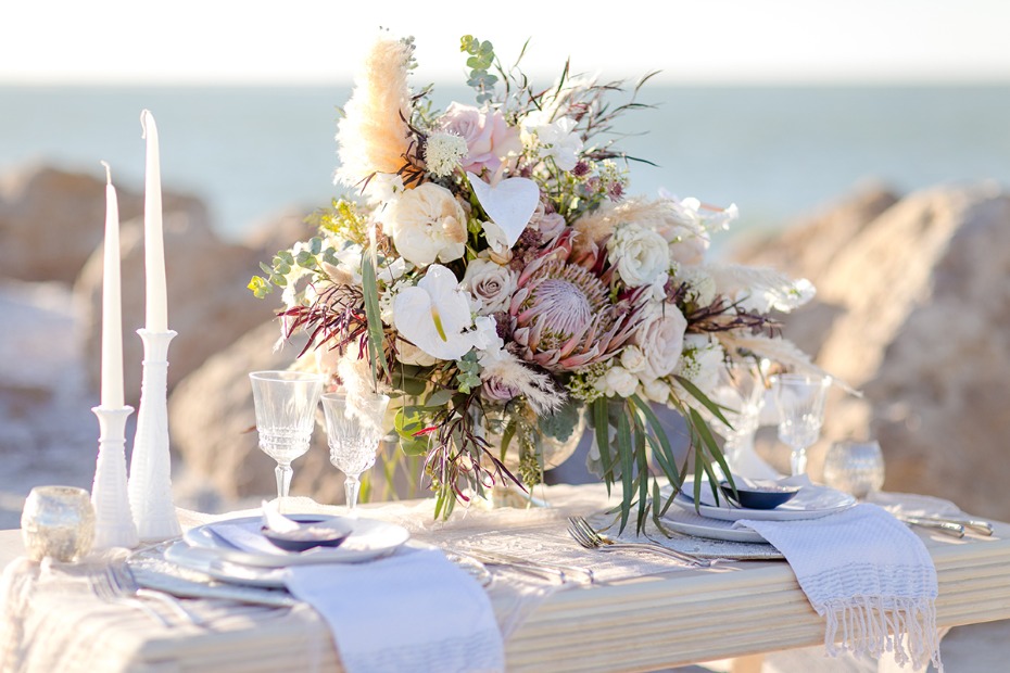 boho beach wedding table decor