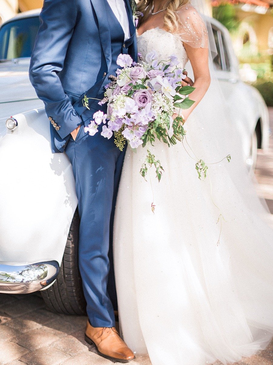 We Can't Get Enough Of This Glamorous Purple And Gold Beach Wedding