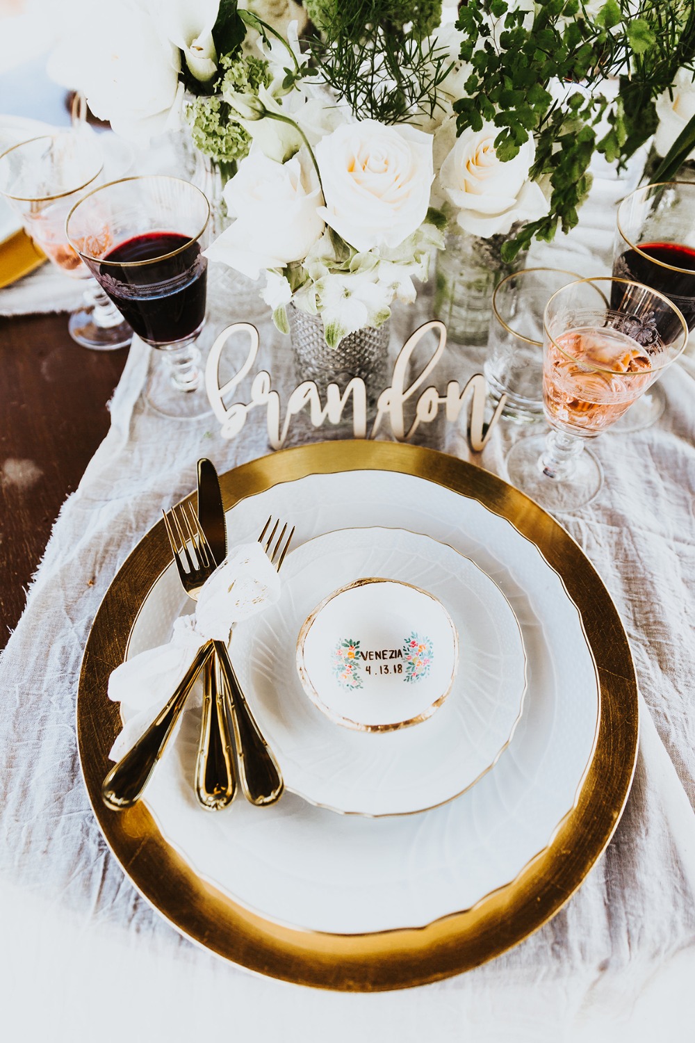 classic and modern wedding place setting