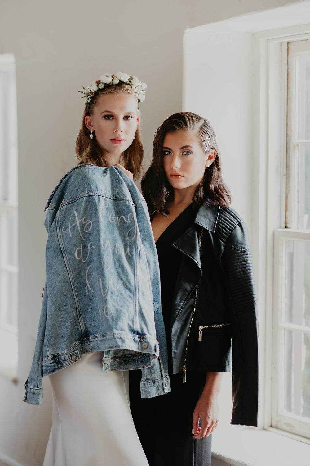 bride and bridesmaid modern style