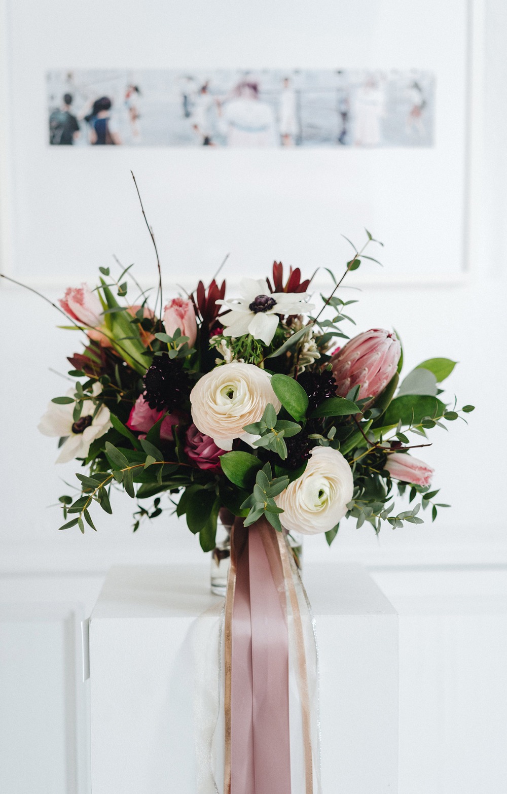ivory and burgundy wedding bouquet