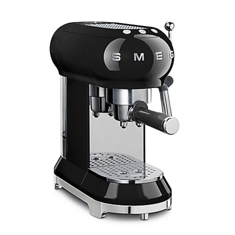 Stylish black Smeg espresso machine for home coffee brewing