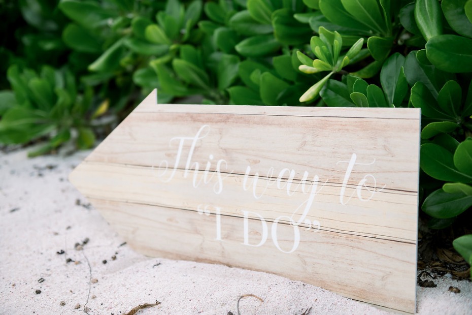 Cayman Island Beach Wedding 'This Way' Sign