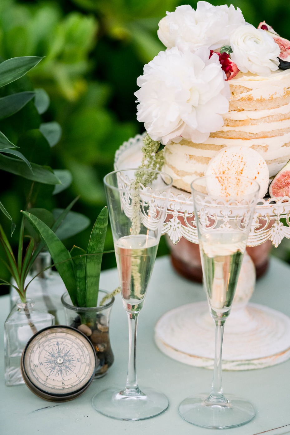 Cayman Island Beach Wedding Cake and Champagne