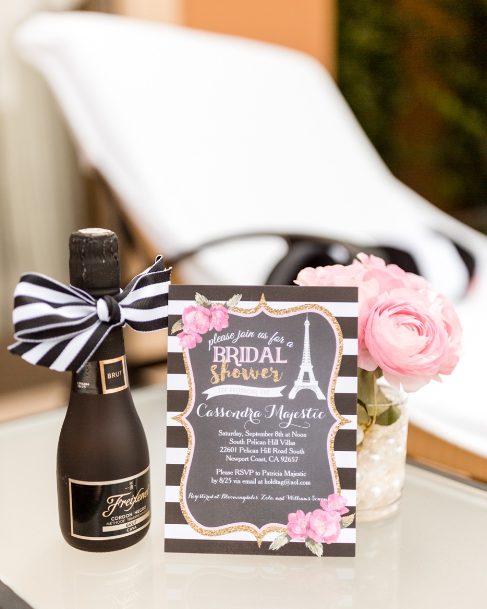 bold Paris themed bridal shower invitation