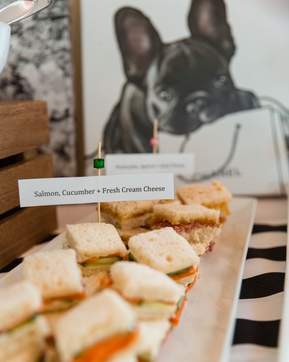mini sandwiches for french themed tea party bridal party