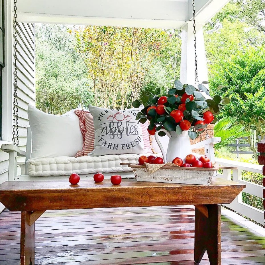 Autumn porch with apples