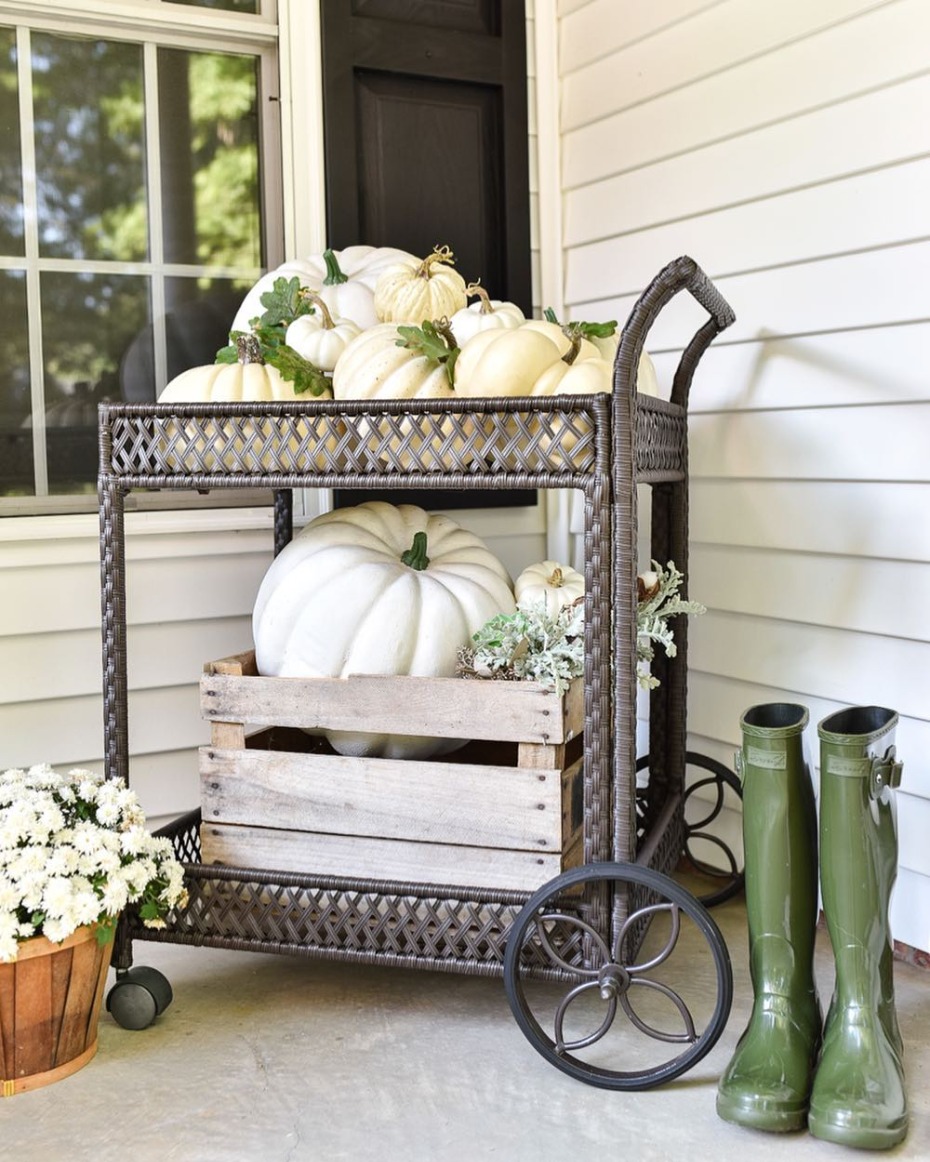 Autumn Porch Pumpkin Bar Cart