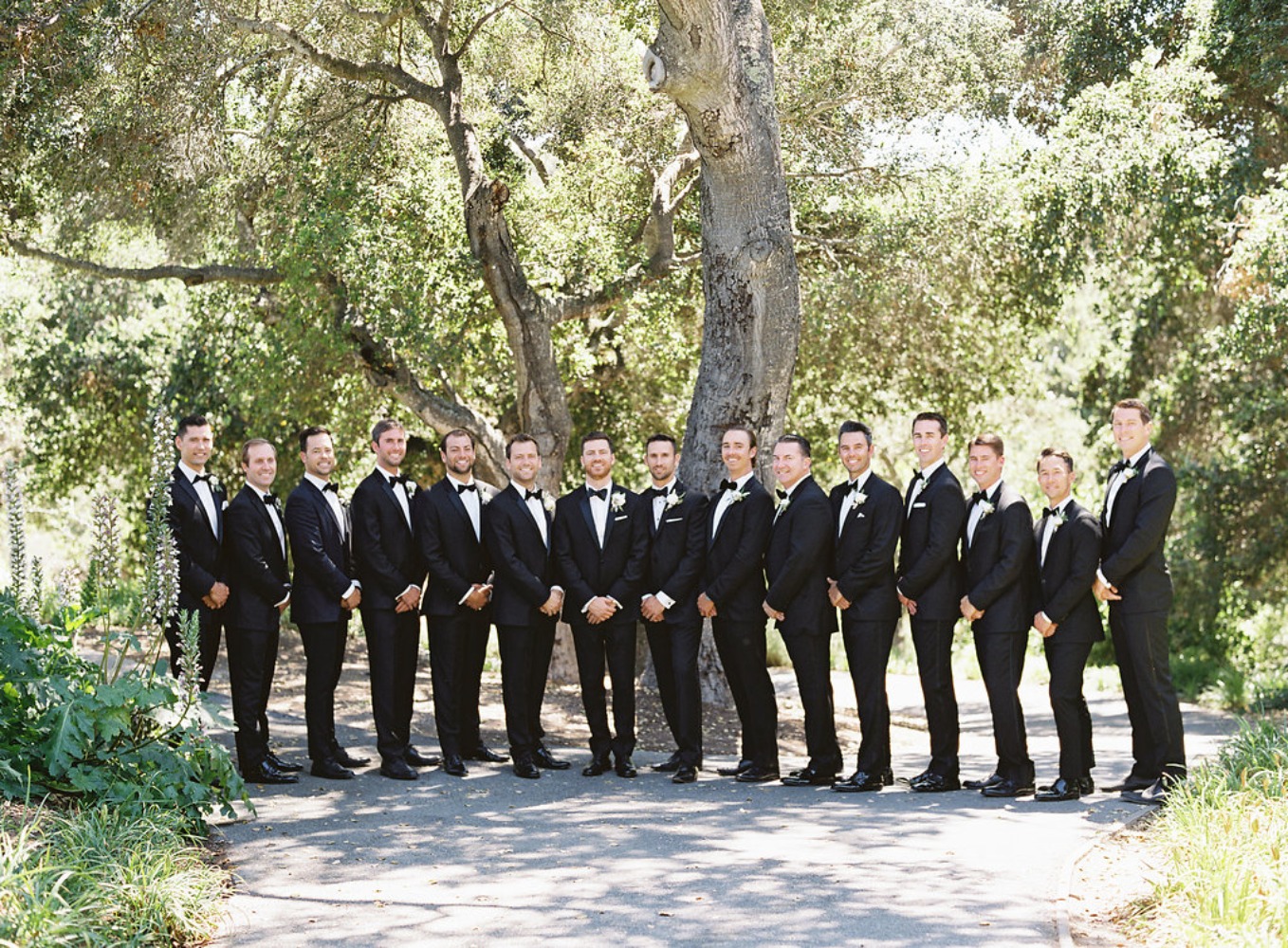 black tie groom and his groomsmen