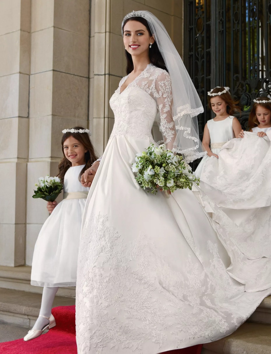 Long Sleeve Wedding Dress With Low Back by David's Bridal