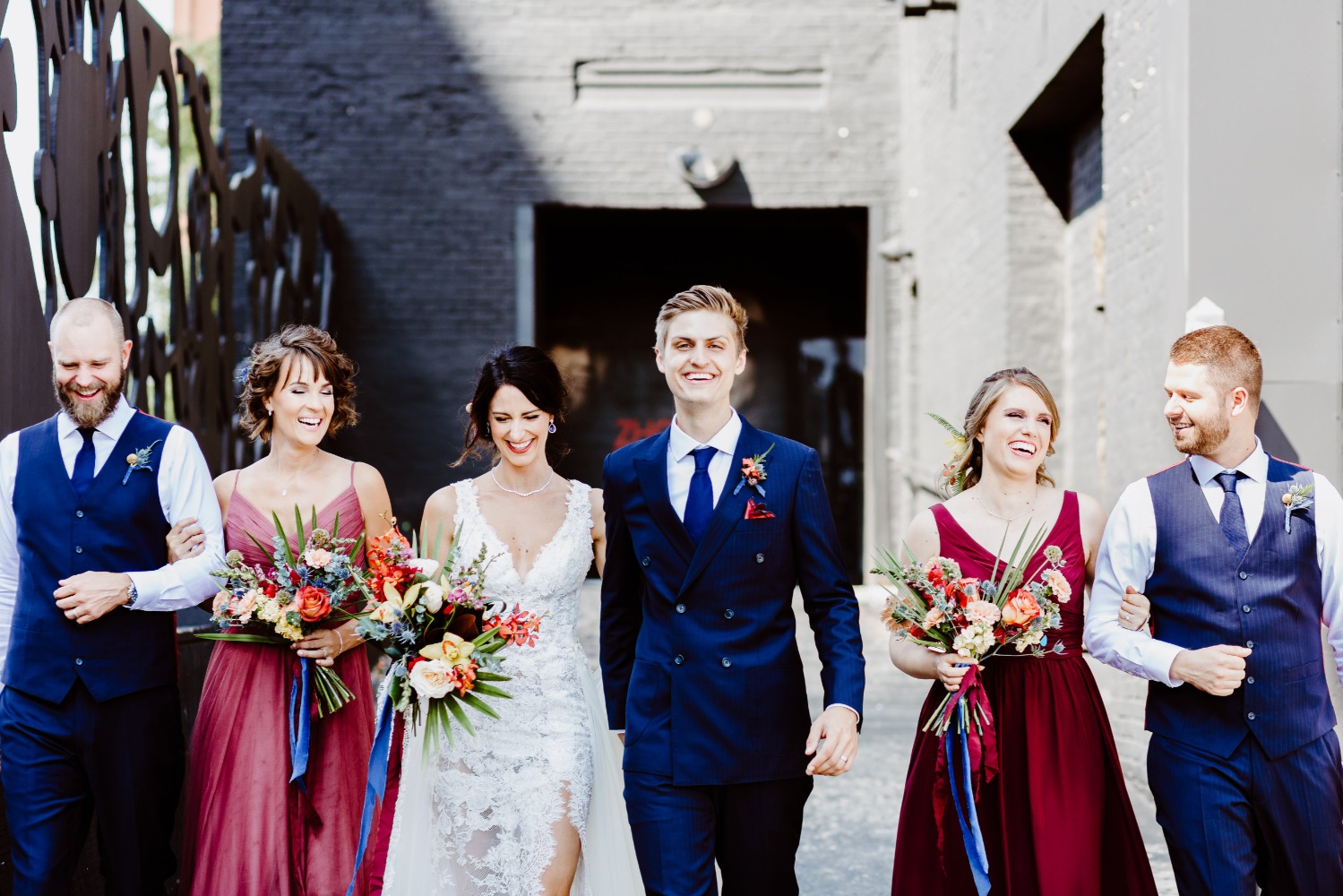 burgundy and navy wedding party