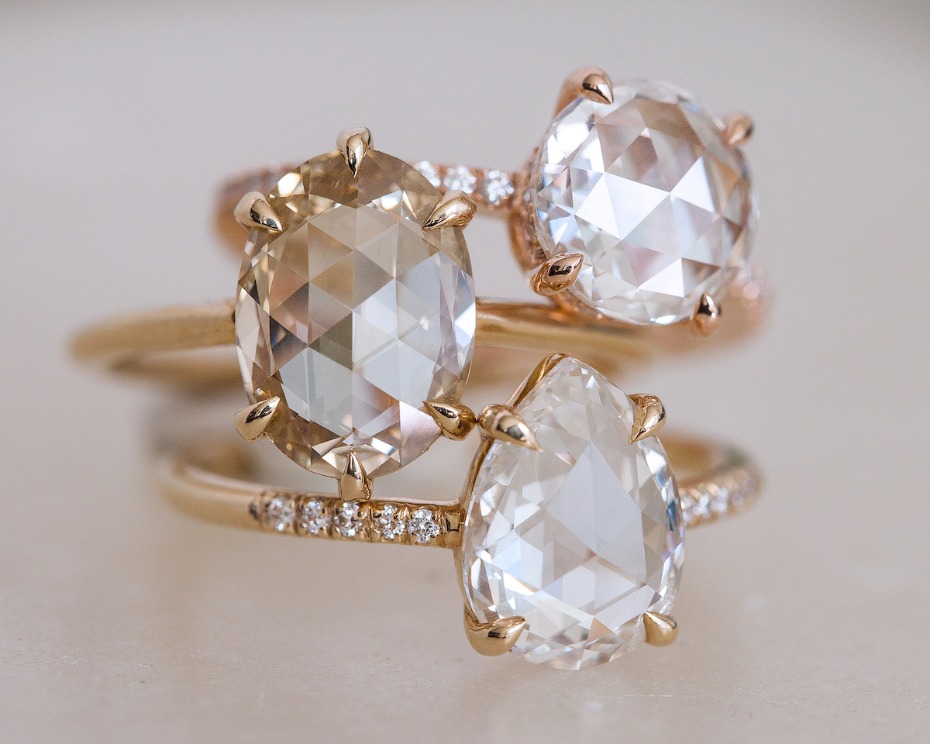 Everett Round Pear and Oval Rose Cut Diamonds