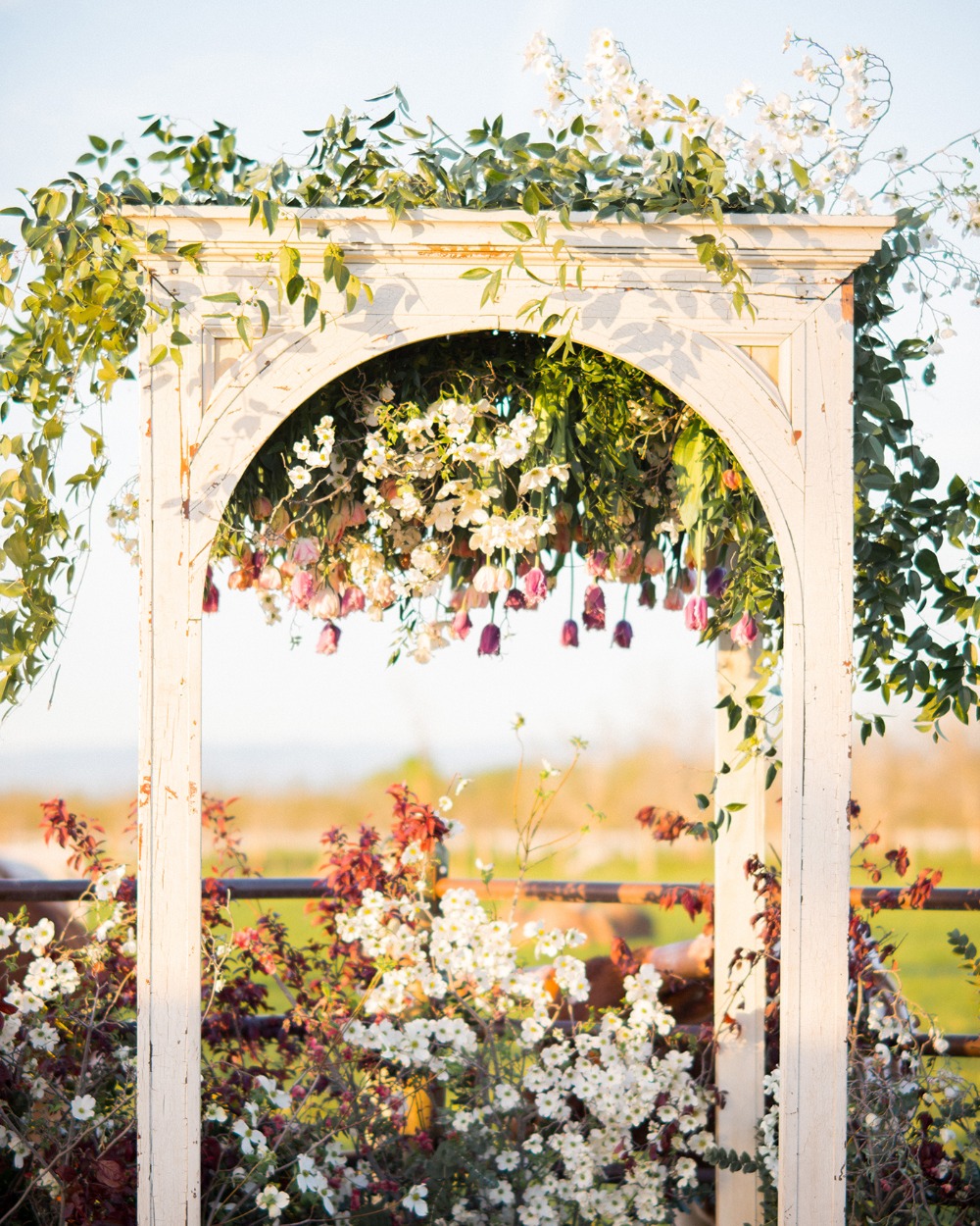 flower installation for wedding backdrop