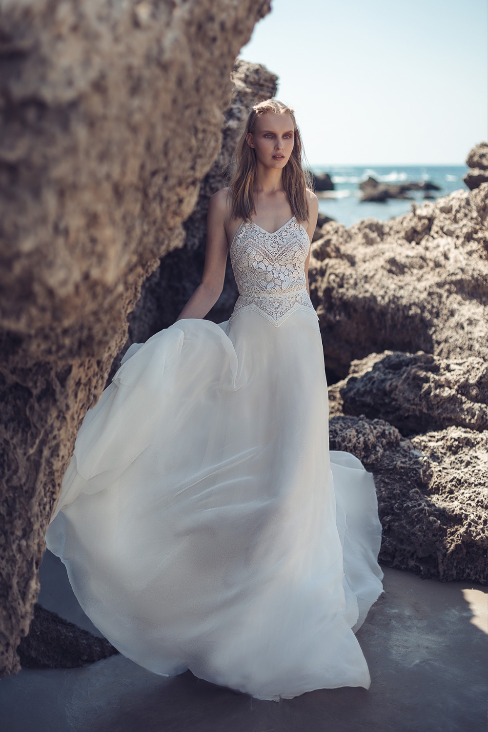tulle skirt wedding dress with elegant top by Lilium