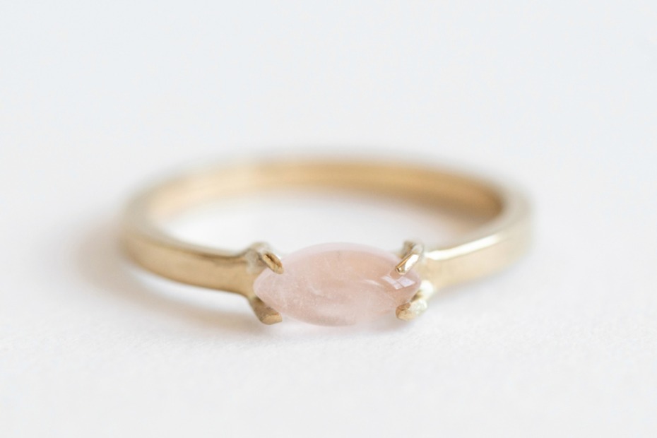 Rose Quartz Marquise Gold Ring