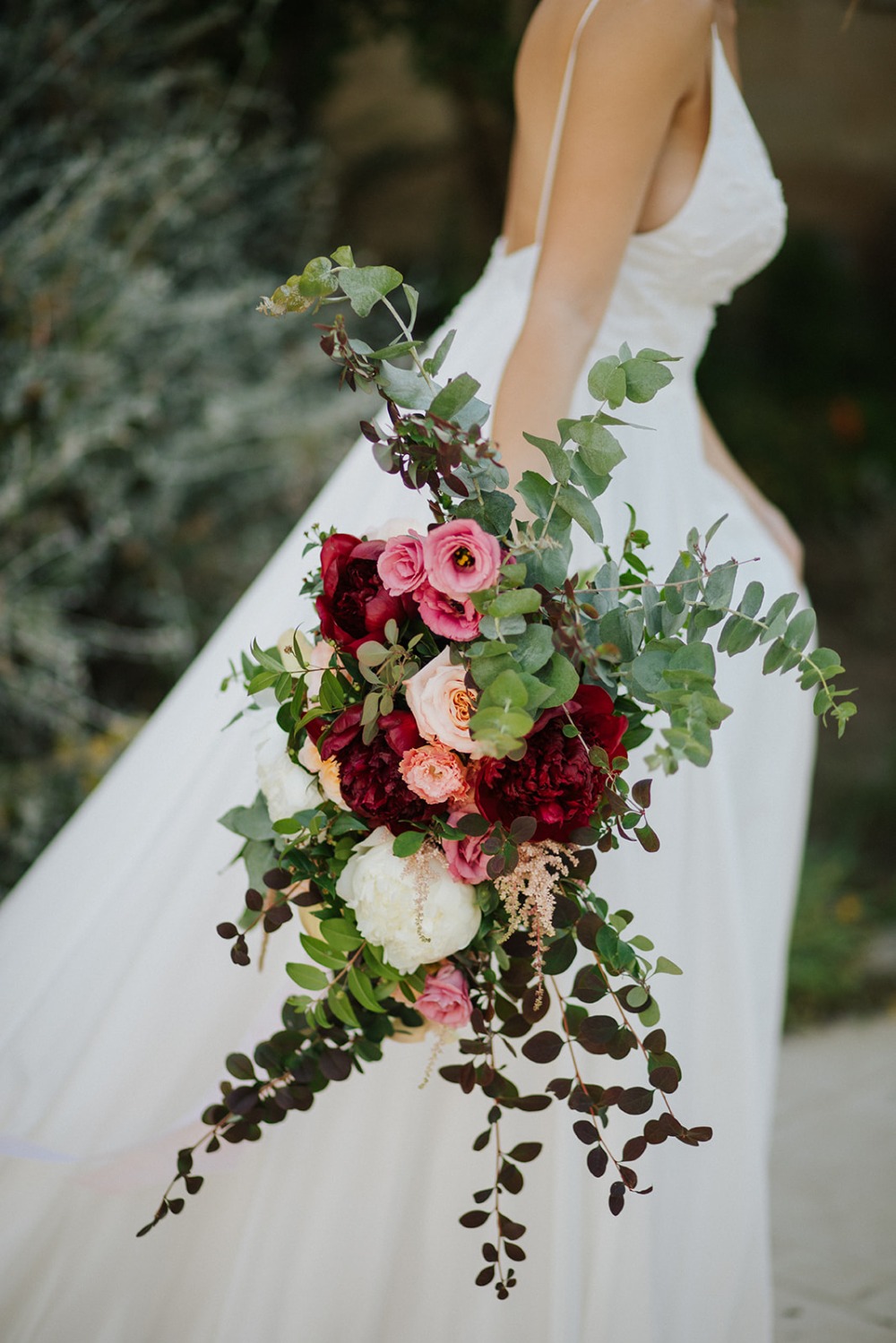 romantic cascading wedding bouquet