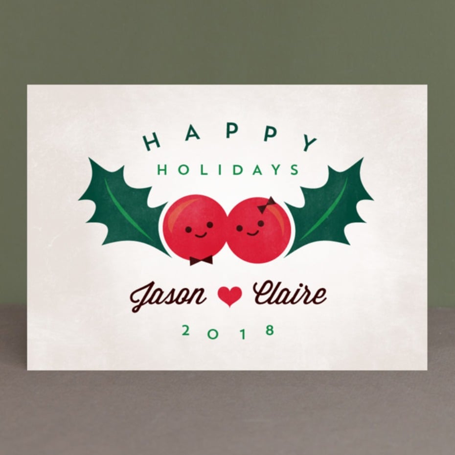 Happy holidays cute couple card