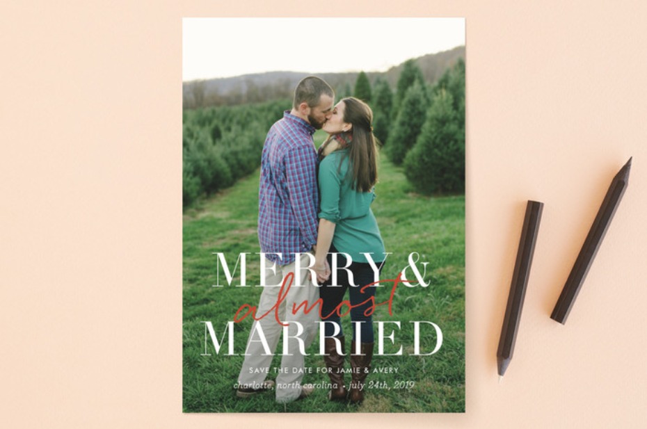 Merry and almost married holiday card