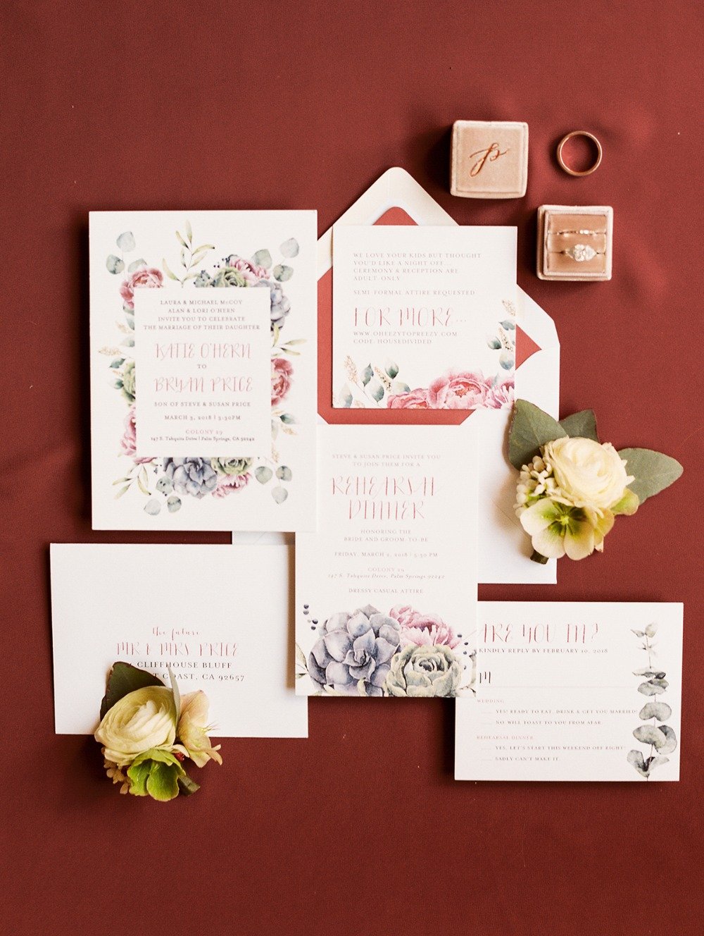 floral themed wedding stationery
