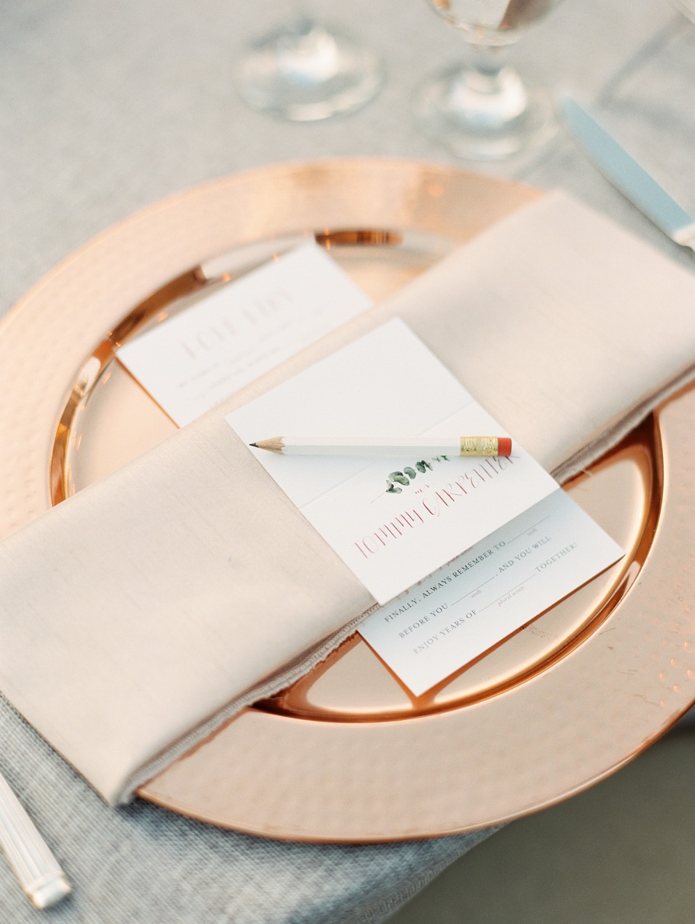 copper wedding place setting