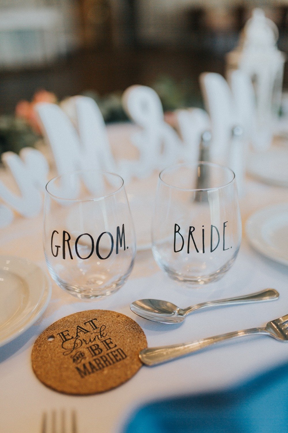 bride and groom wedding glasses