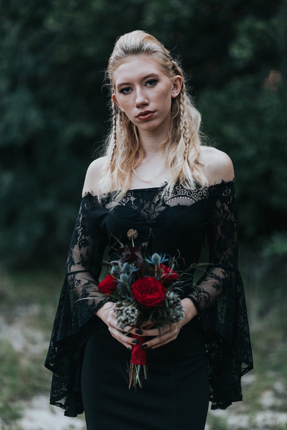 black and romantic bridesmaid style