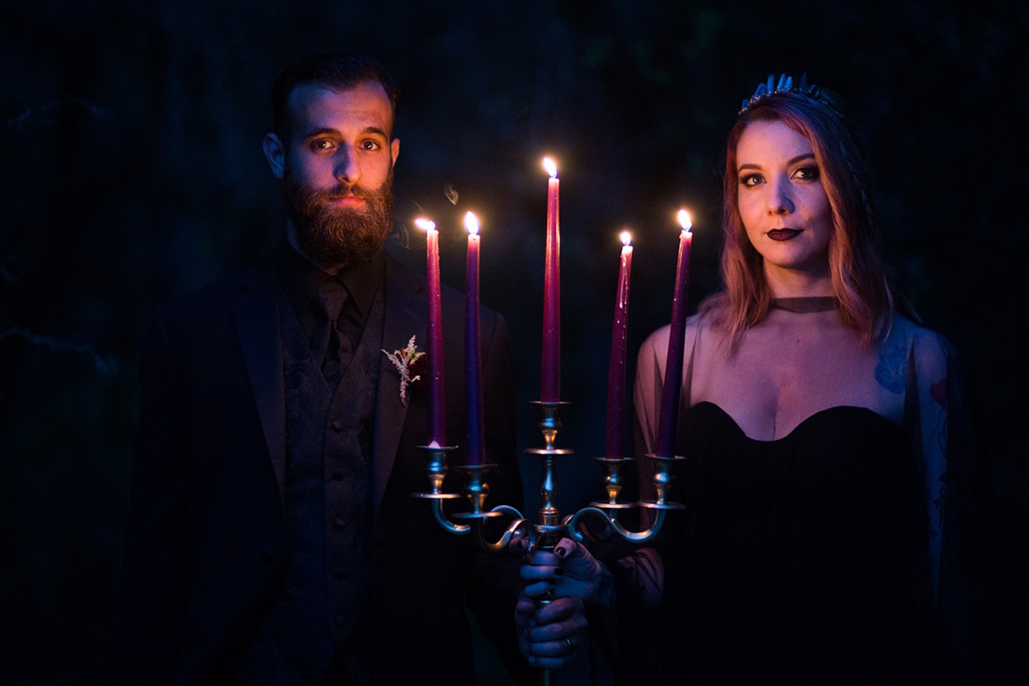 dramatic wedding photos with candles