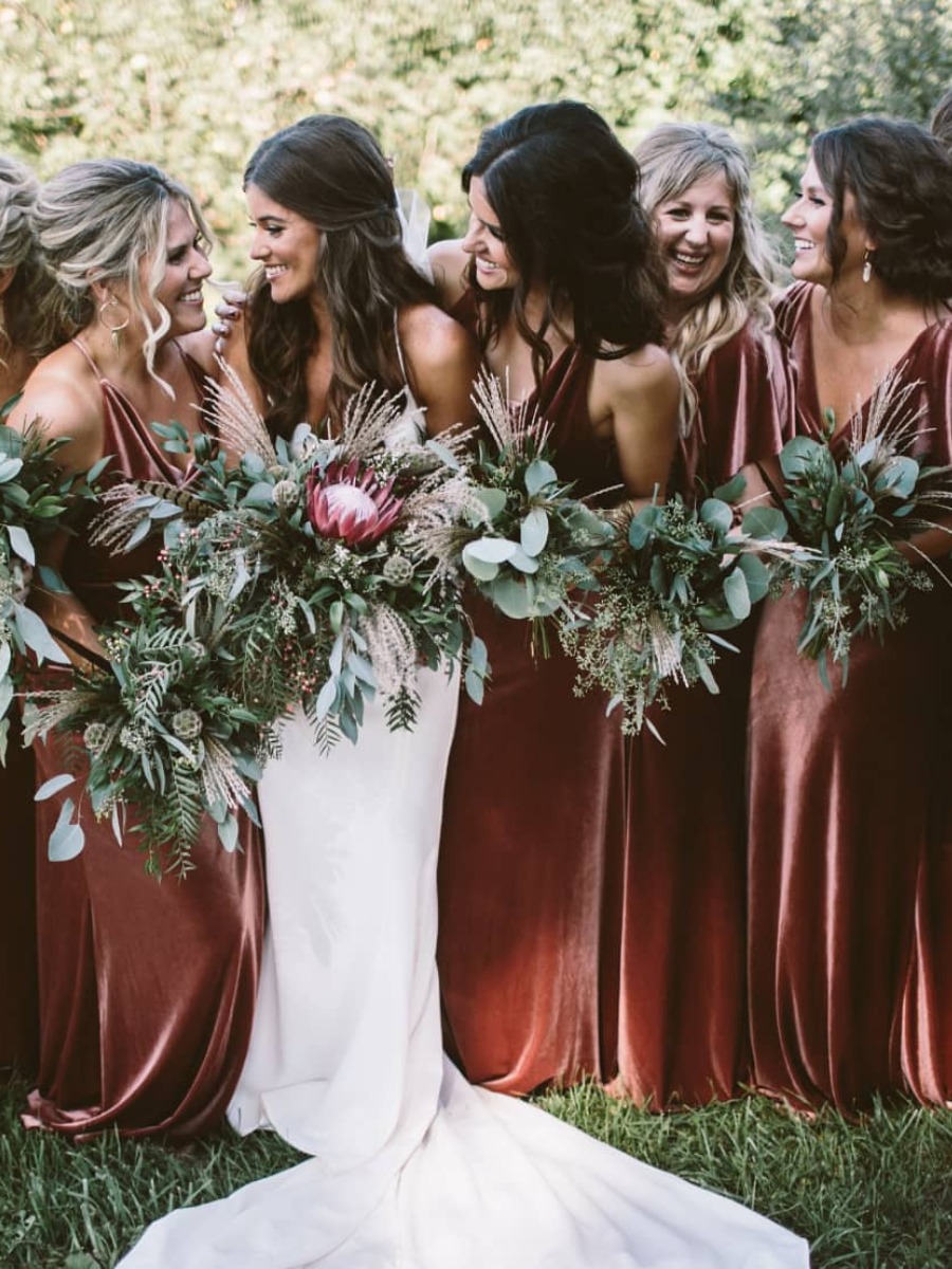 This Is Why You Say Yes to Velvet Bridesmaid Dresses