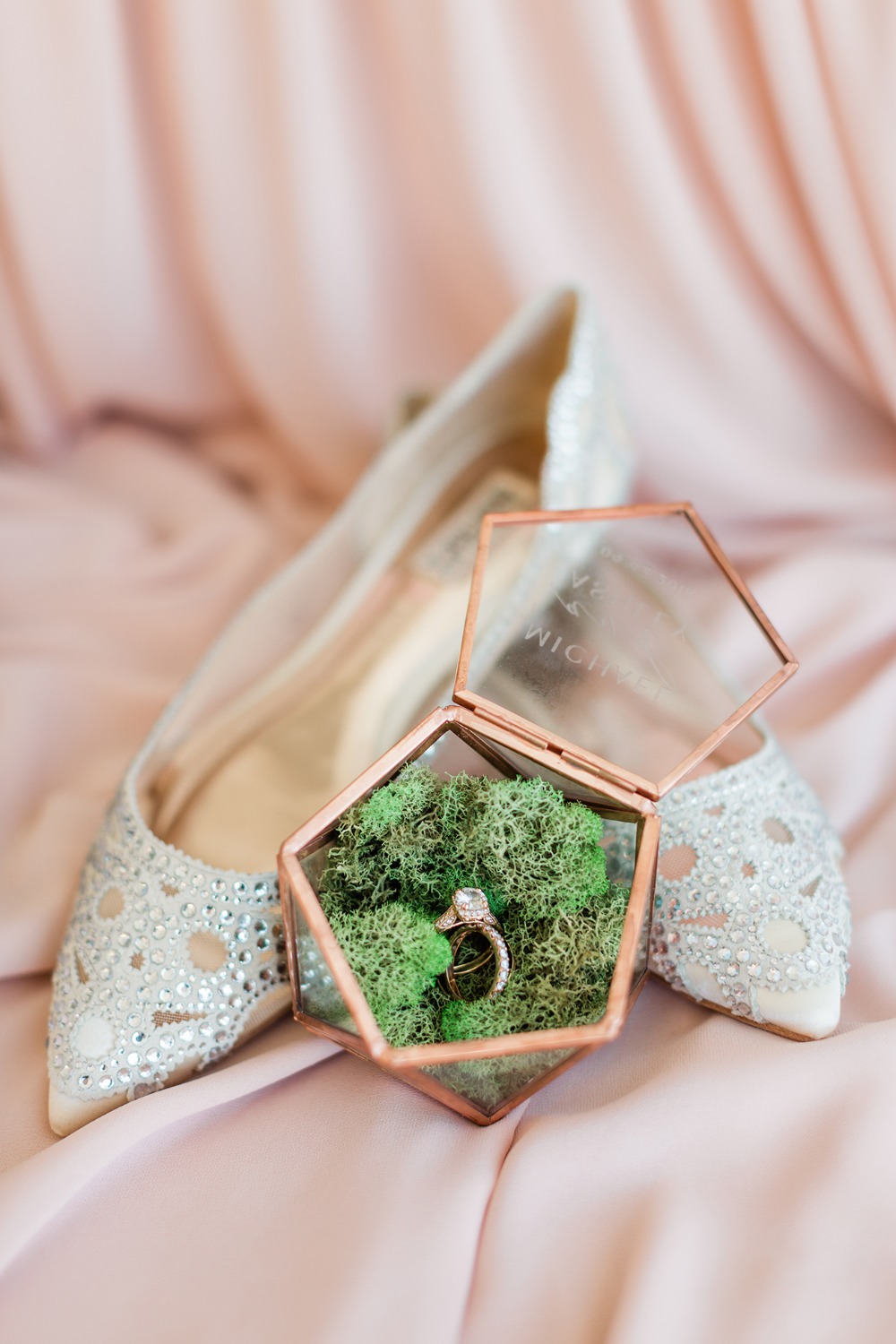 wedding ring box and wedding shoes
