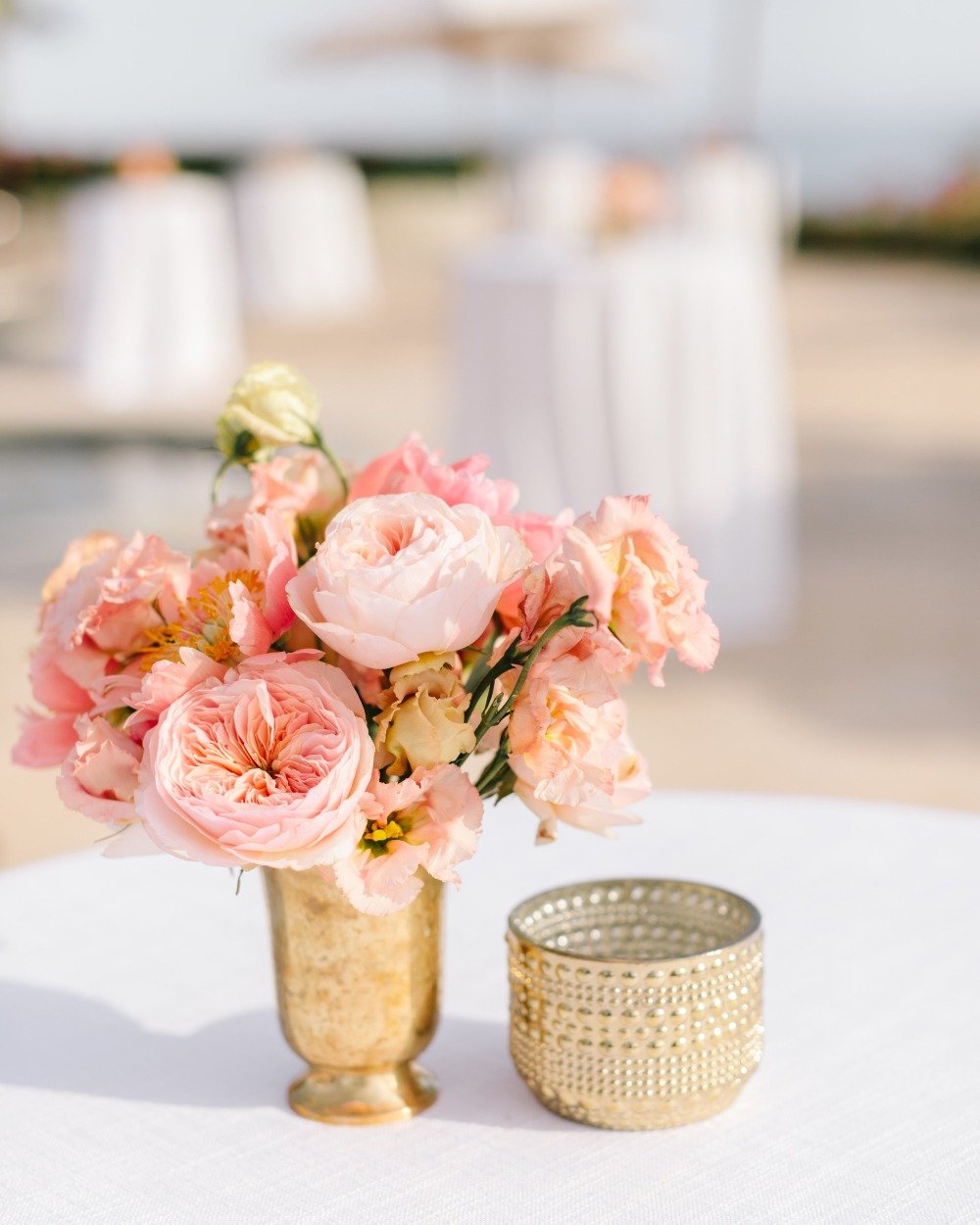gold and blush floral decor
