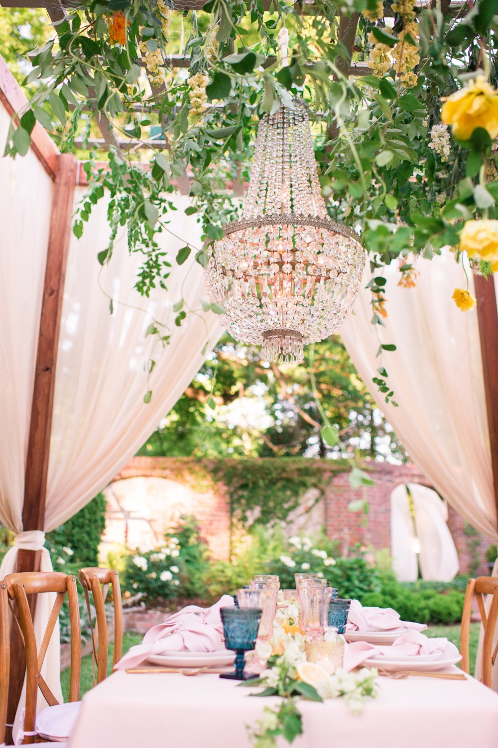 Italian garden themed wedding reception