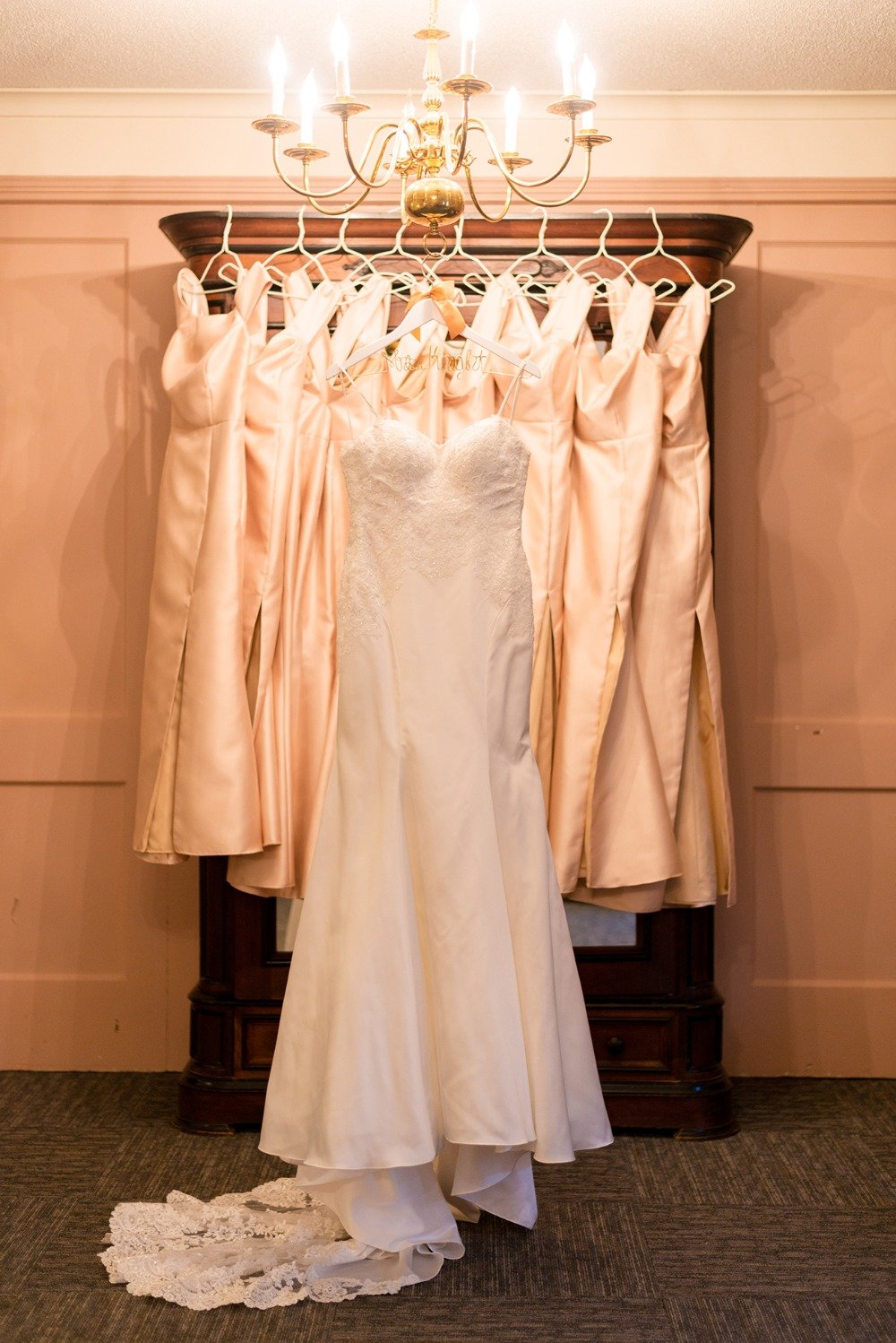 wedding dress and bridesmaid dresses