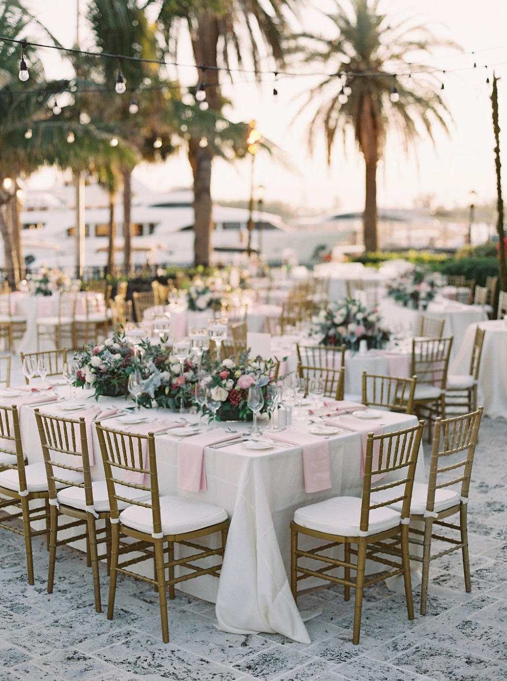 gold and blush wedding reception decor
