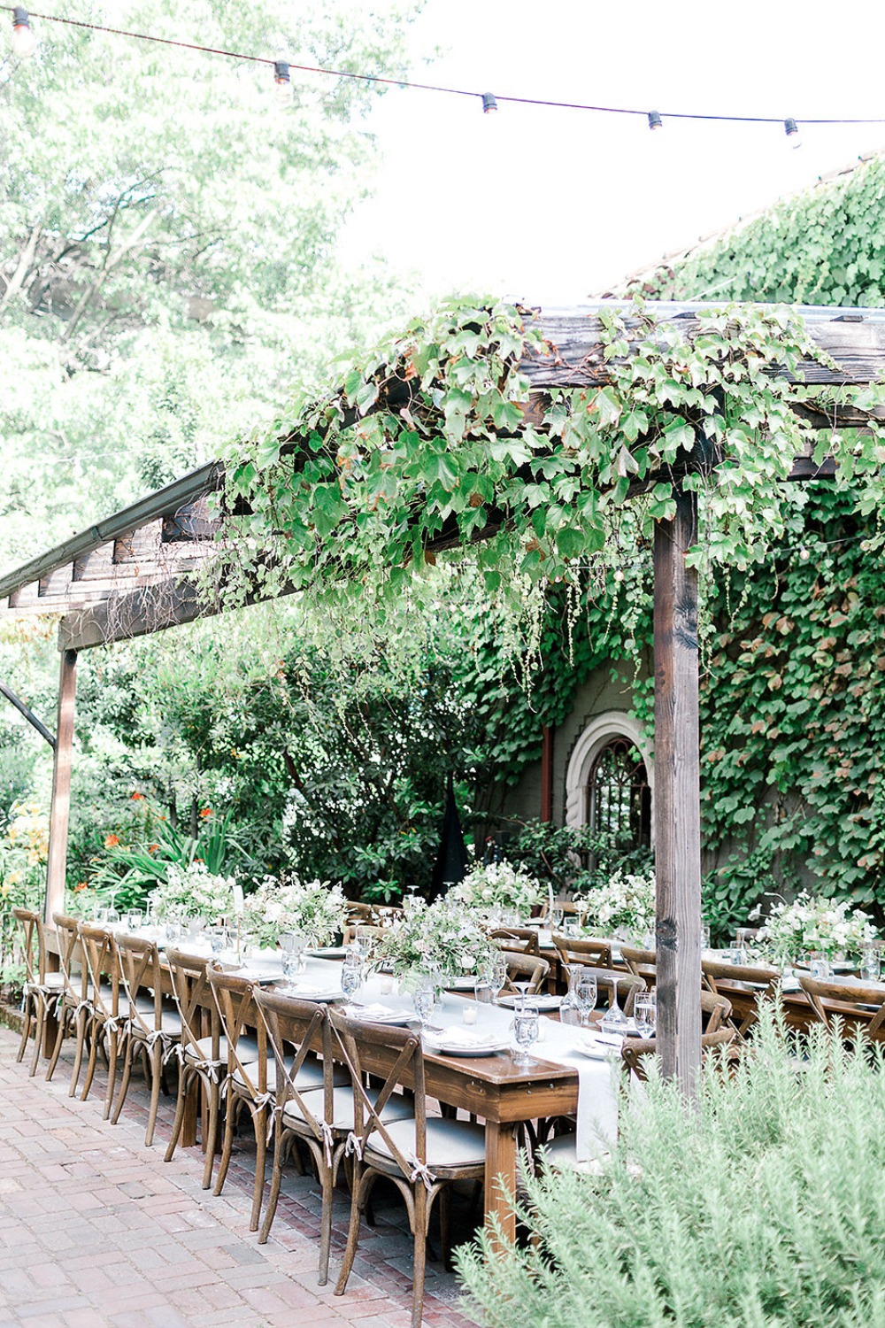 overgrown garden patio wedding reception