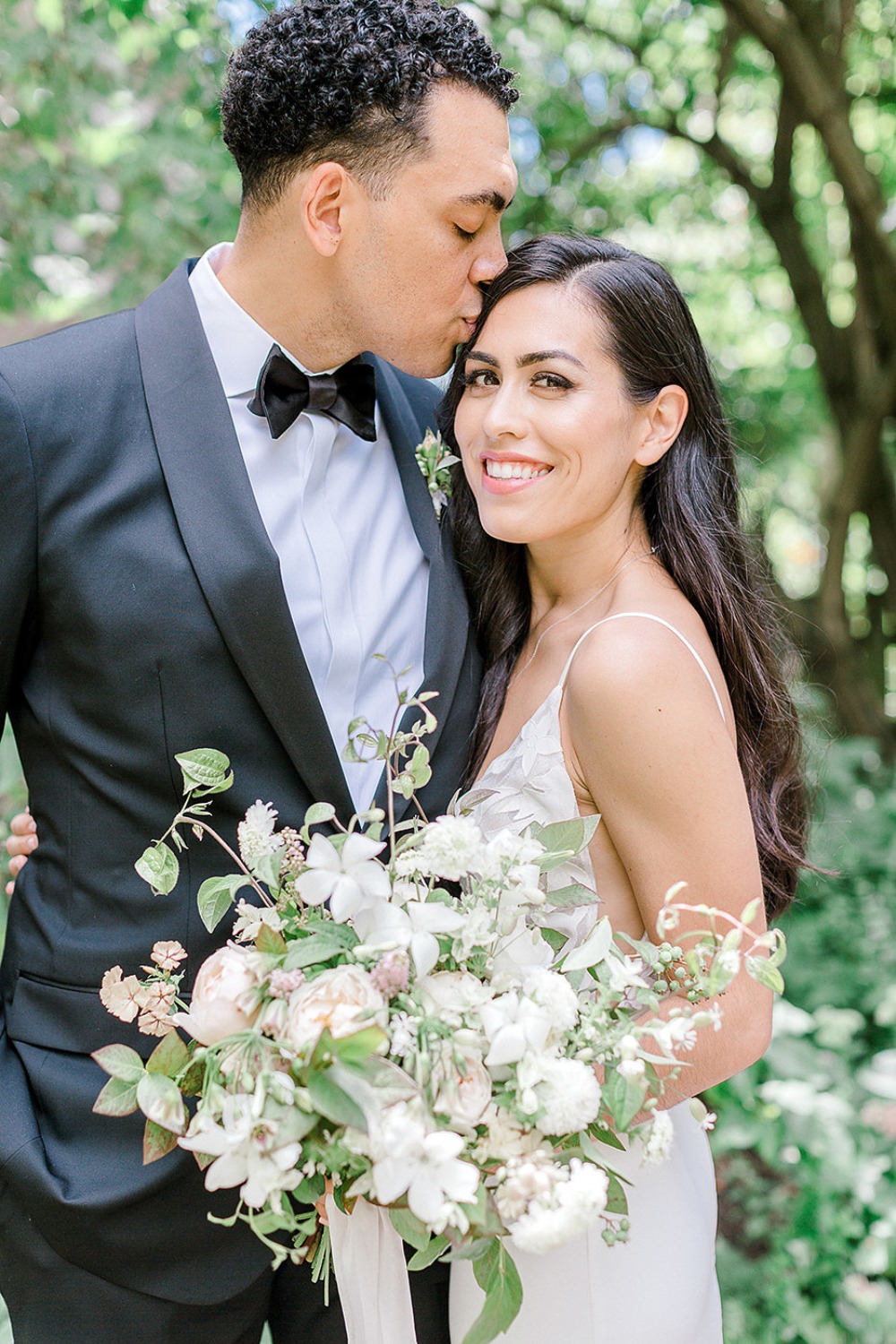 Bride and groom in formal attire on their wedding day