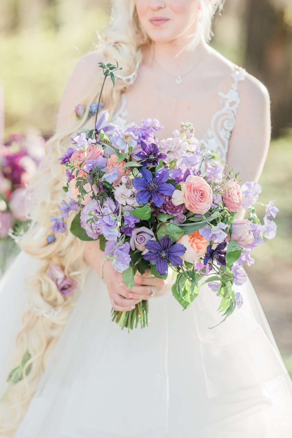 purple and blush wedding bouquet