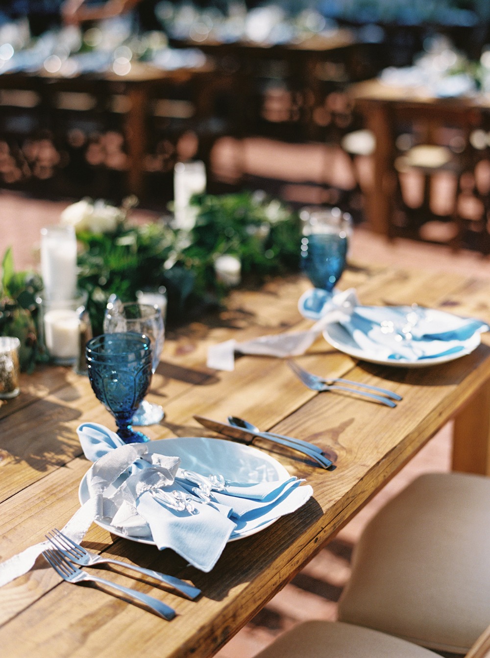 light blue wedding table decor
