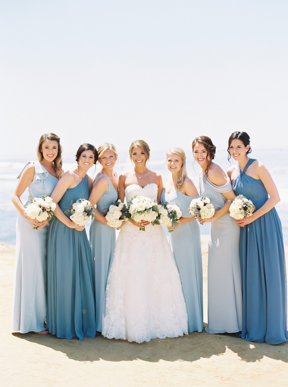 mismatched blue bridal party