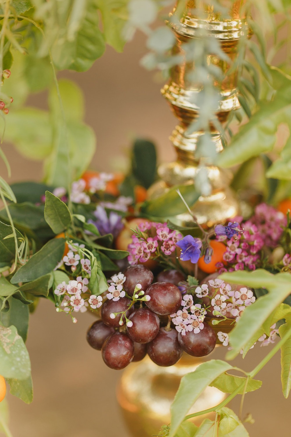 Floral Fairytale Shoot at Heavenly Oaks Flower Farm Grape-Wrapped Candle Holder