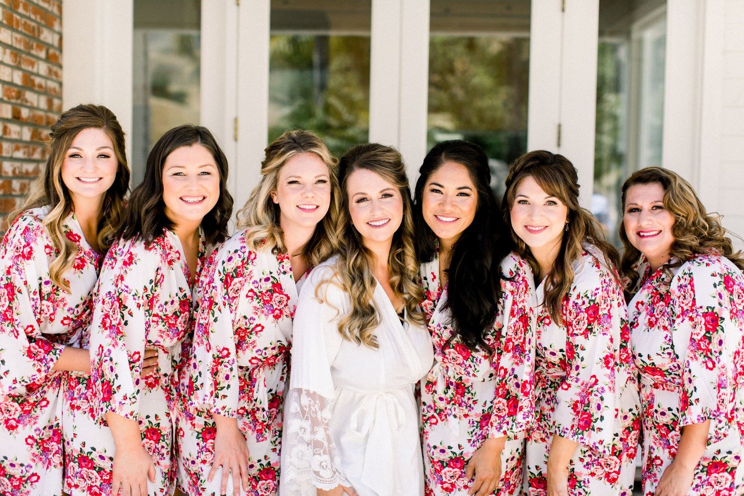 bridal party in getting ready robes