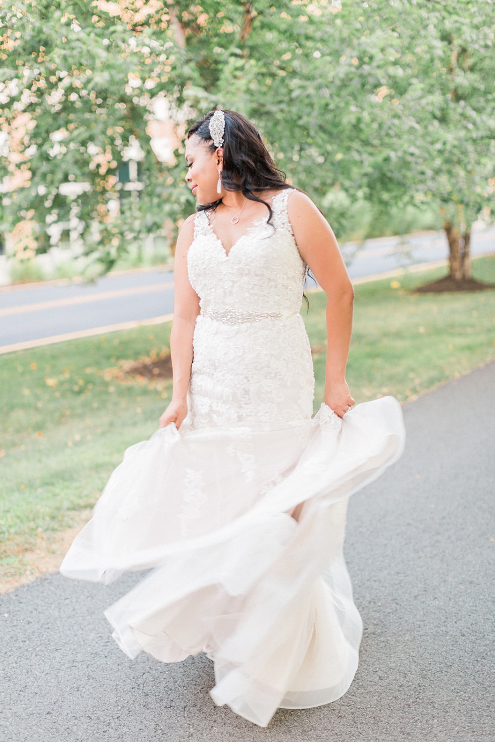 sweet bridal photo in swishing dress