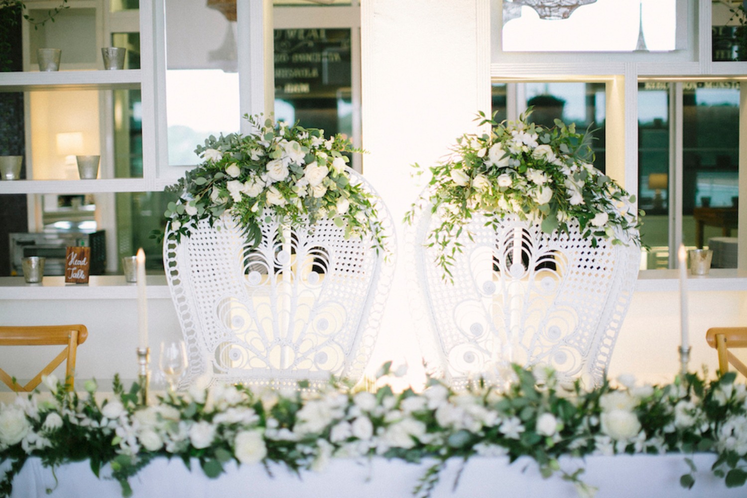 white wicker wedding chairs