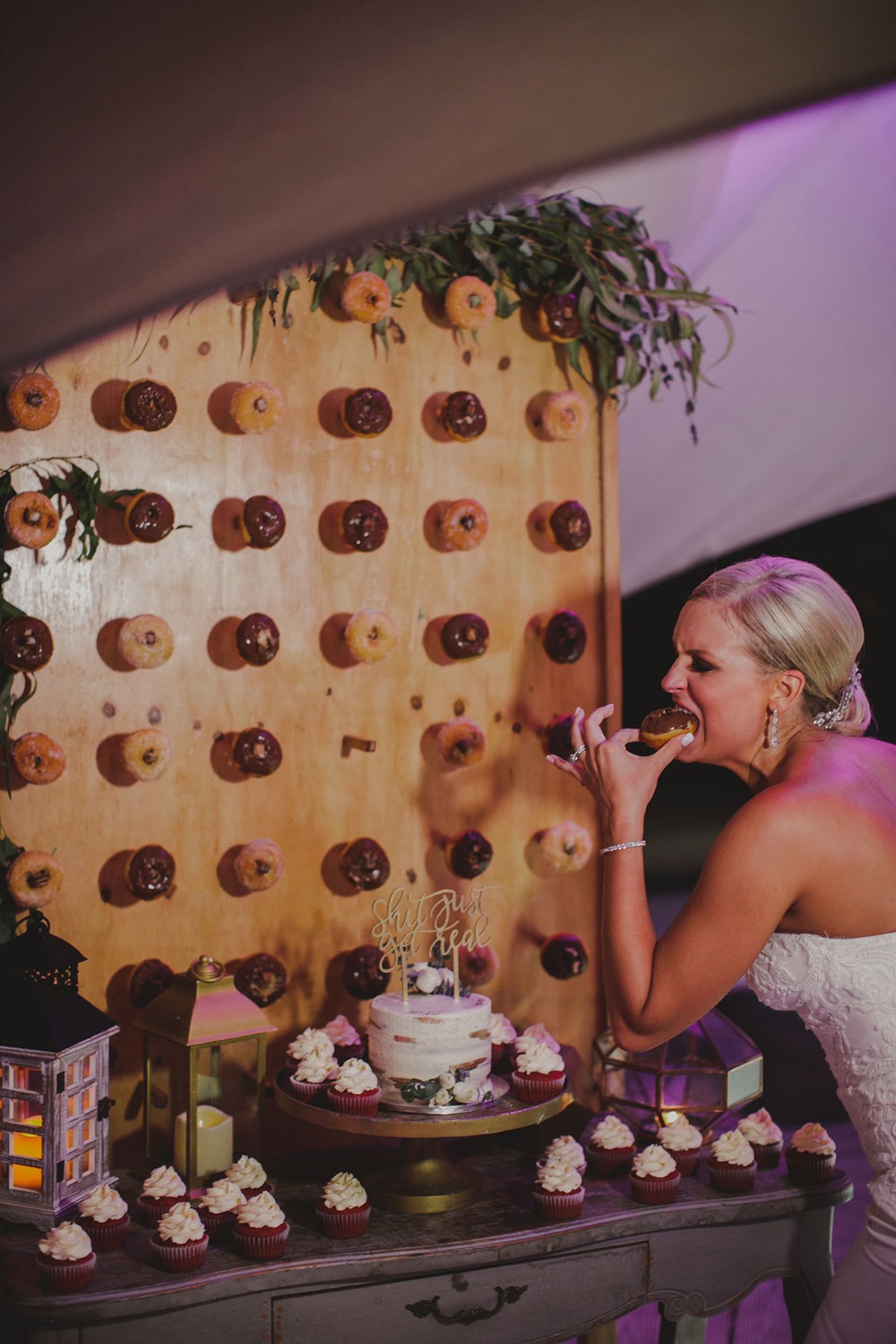 bride eating a donut